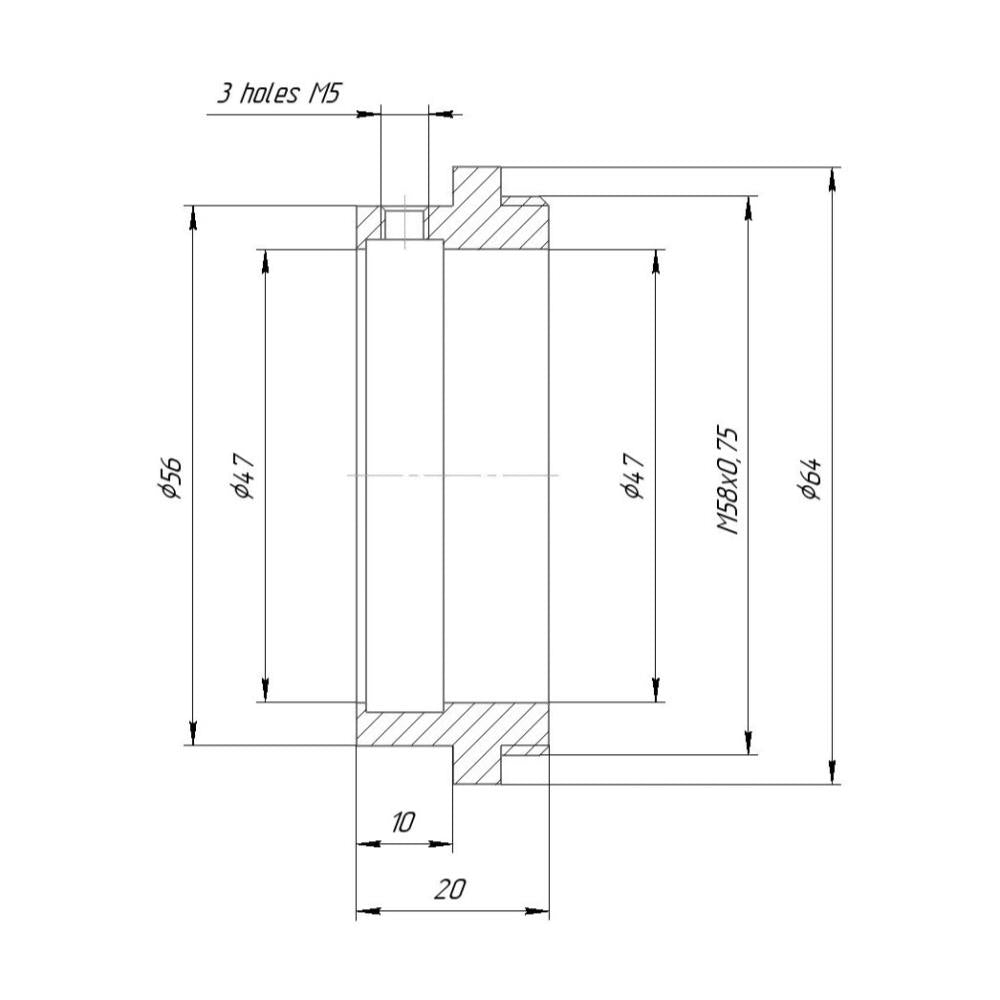 OCT-18 lens to M58x0.75 male thread helicoid adapter