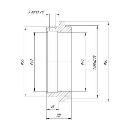 OCT-18 lens to M58x0.75 male thread helicoid adapter