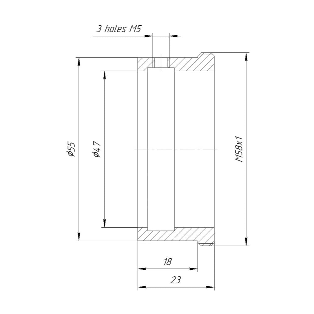 OCT-18 lens to M58x1 male thread adapter for helicoids
