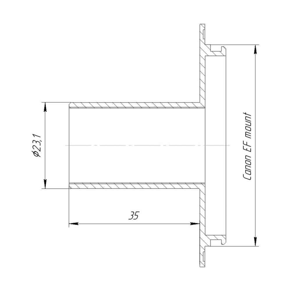 23.2mm tube to Canon EOS (EF) camera mount adapter