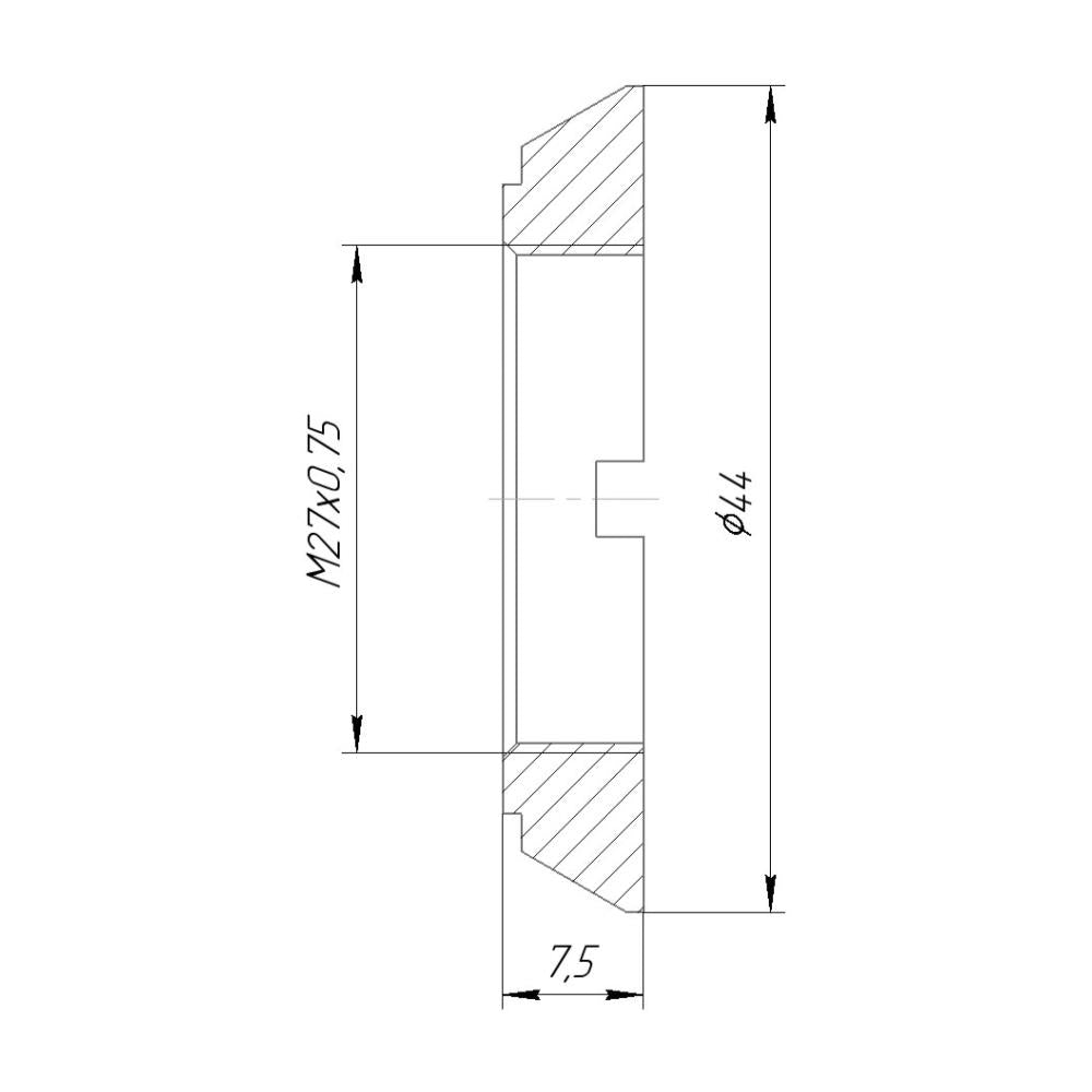 44mm dovetail (Optiphot) to M27x0.75 female thread adapter