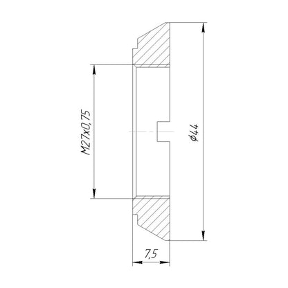 44mm dovetail (Optiphot) to M27x0.75 female thread adapter