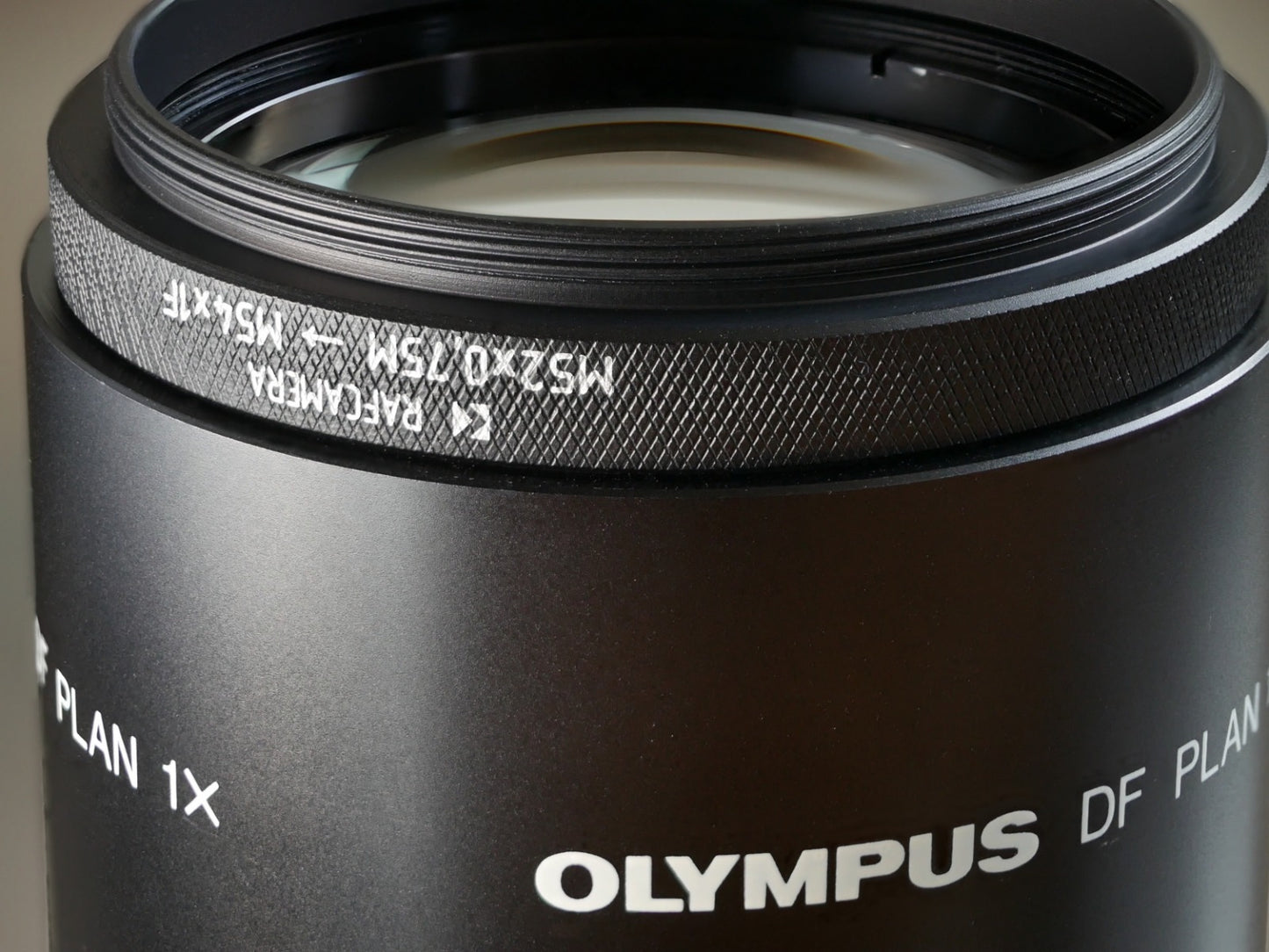 M52x0.75 male to M54x1 female thread adapter for Olympus DF Plan 1x objective