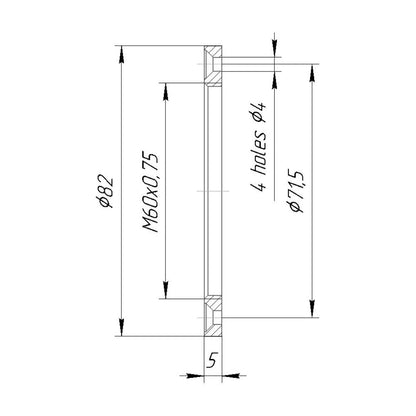 Lens board (flange, plate) with M60x0.75 female thread