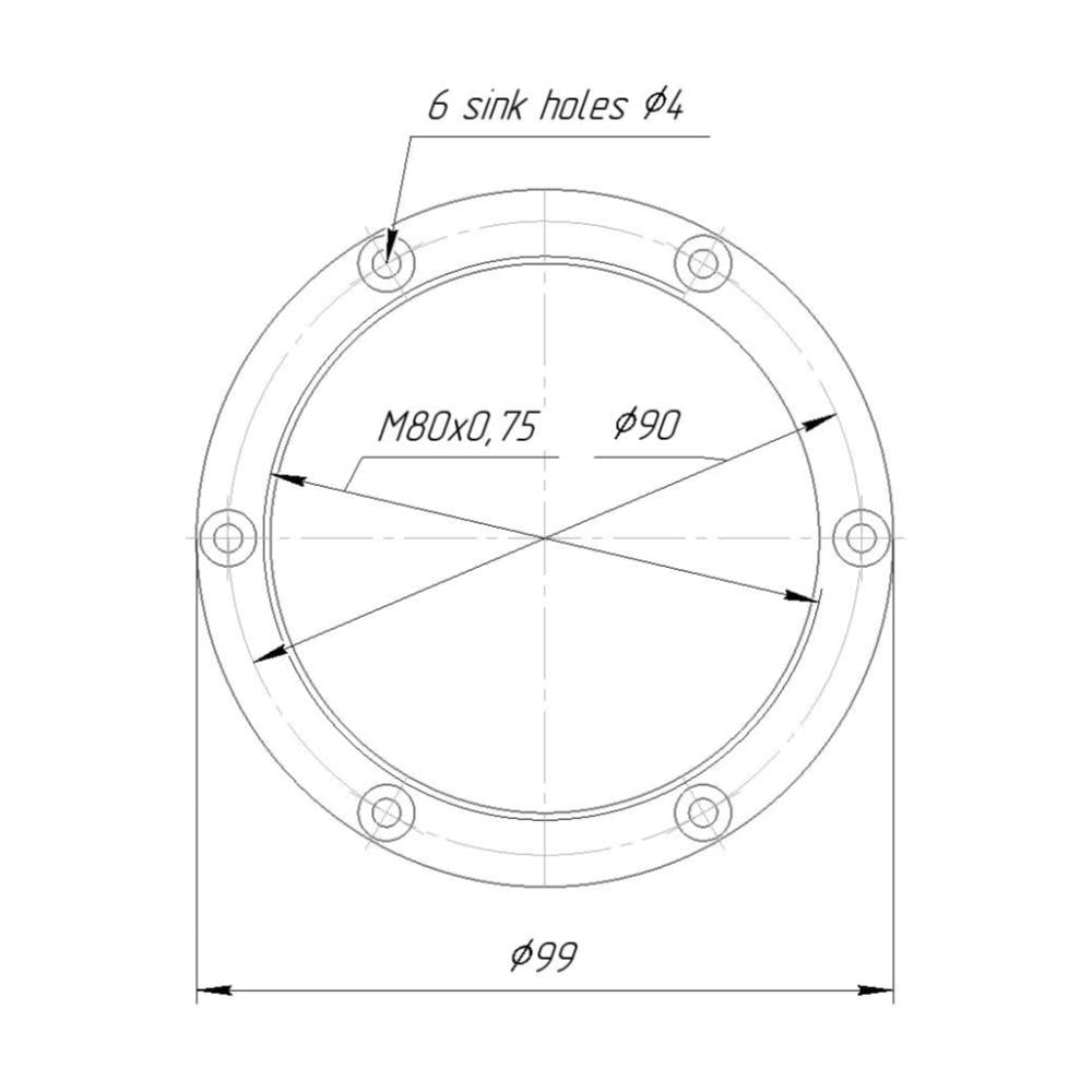 Lens board (mount flange) with M80x0.75 female thread for Industar-37