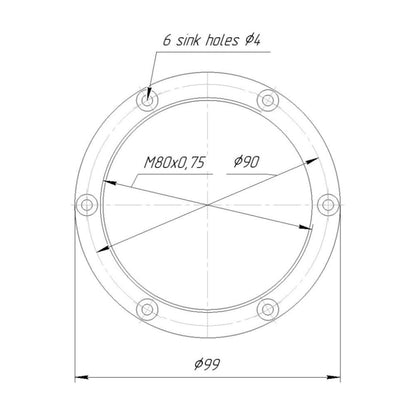 Lens board (mount flange) with M80x0.75 female thread for Industar-37