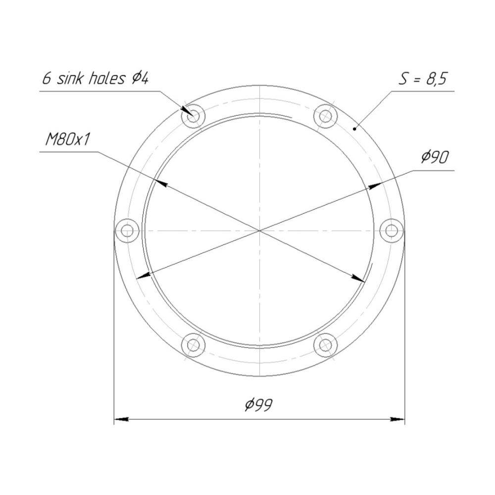 Lens board (mount flange) with M80x1 female thread