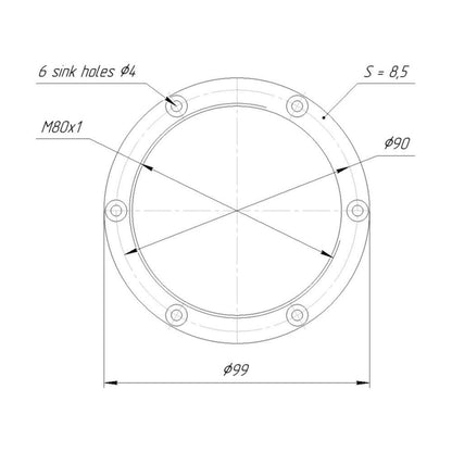 Lens board (mount flange) with M80x1 female thread