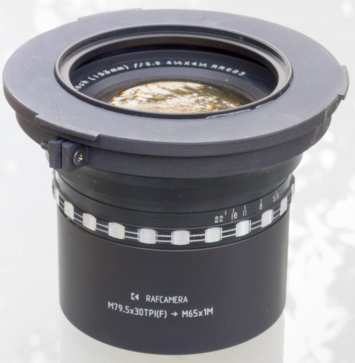 M79.5x30tpi female to M65x1 male thread adapter for Kodak Aero Ektar 2.5/153mm
