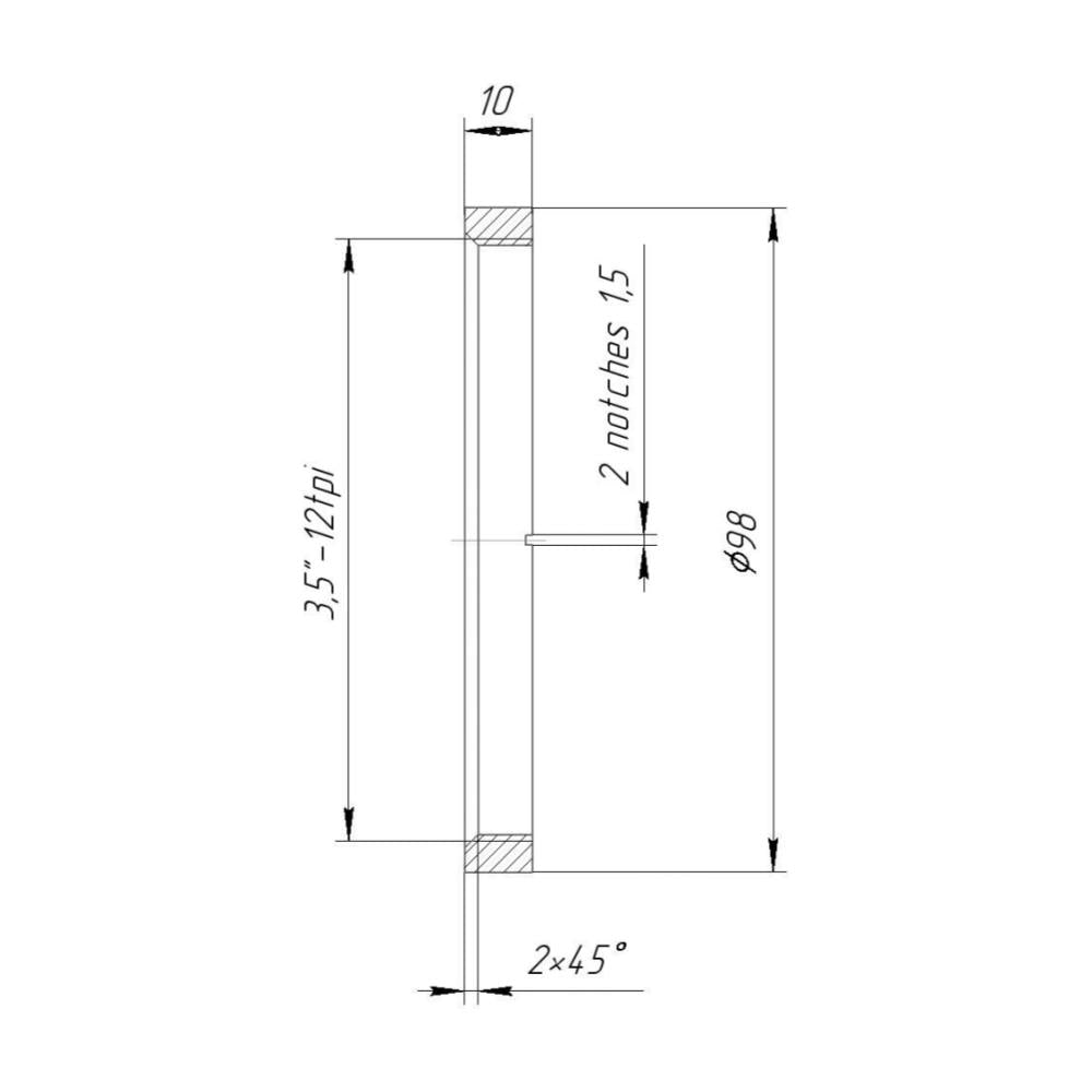 3.5 inch - 12 tpi retaining ring for Dallmeyer Pentac 2.9/10 inch lens