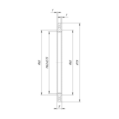M62x0.75 male to M39x0.75 female thread adapter with retaining ring