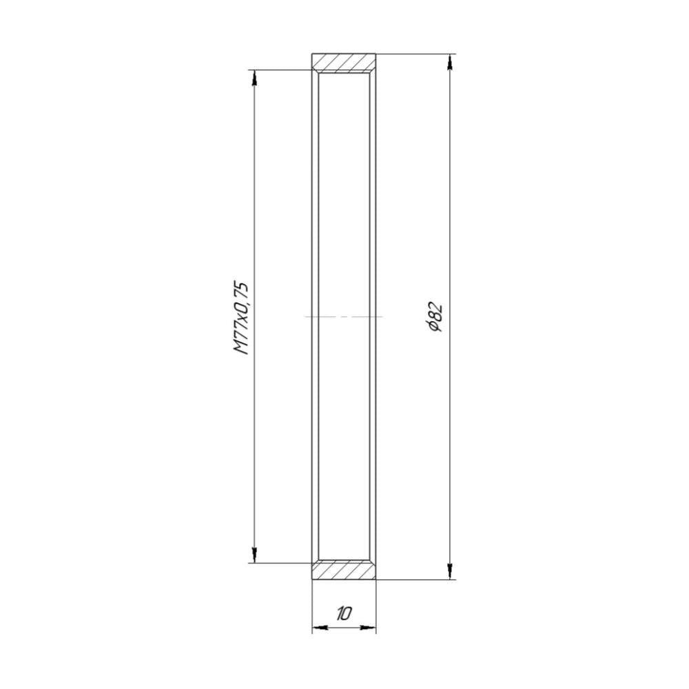 M77x0.75 female thread coupler, 10mm long