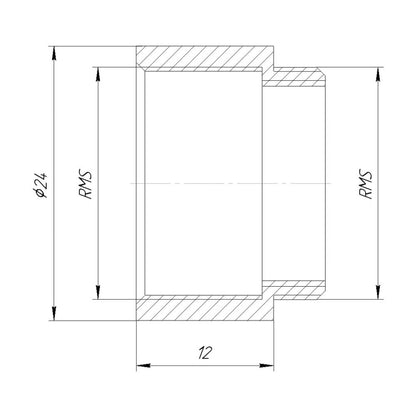12mm adapter to match parfocal heights of DIN and RMS objectives, bronze