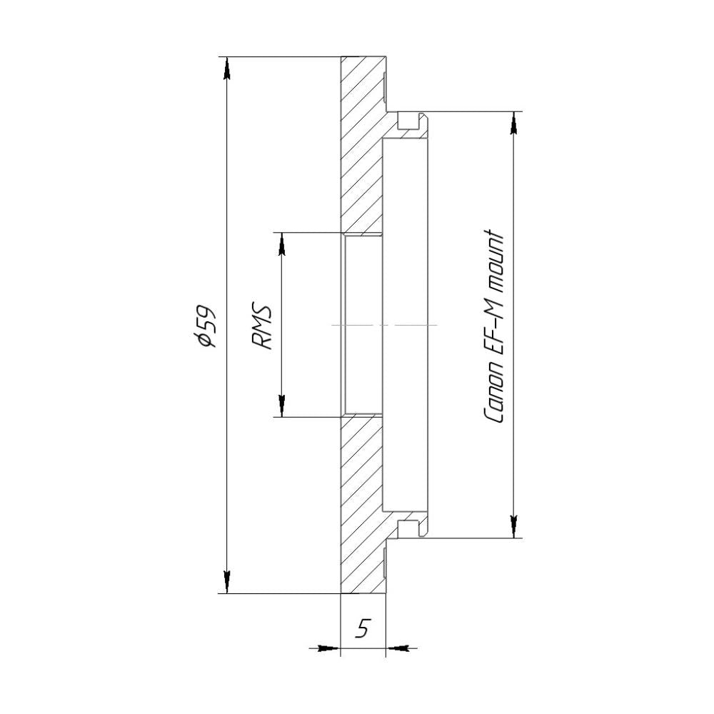 RMS female thread to Canon EOS-M camera mount adapter