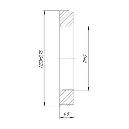 M30x0.75 male to RMS female thread adapter, flangeless, black
