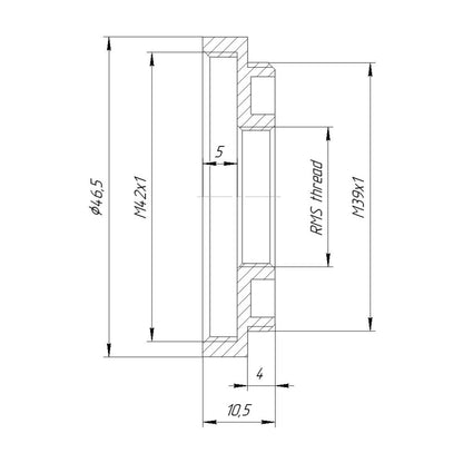 RMS female to M39x1 male thread adapter with M42x1 front female thread