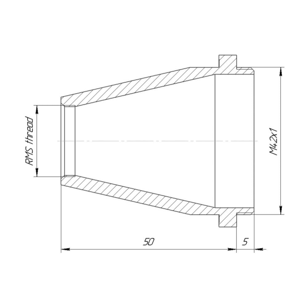 RMS female to M42x1 male thread adapter, cone