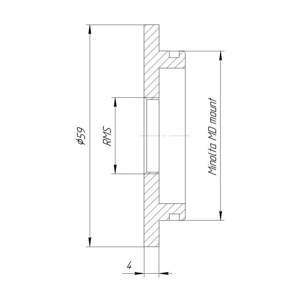 RMS female thread to Minolta MD camera mount adapter