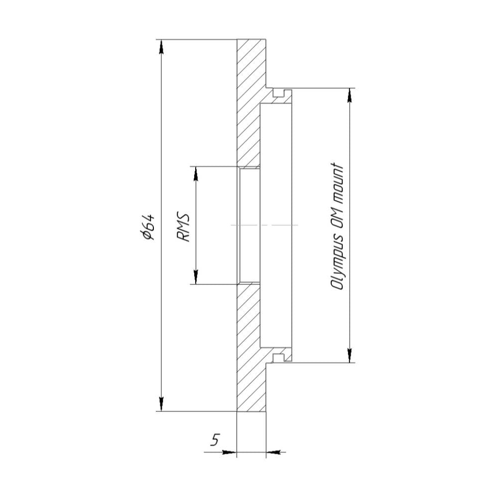 RMS female thread to Olympus OM camera mount adapter
