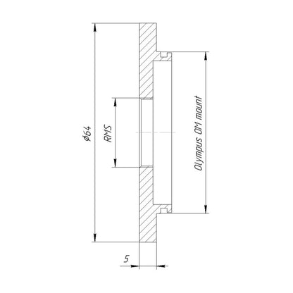 RMS female thread to Olympus OM camera mount adapter