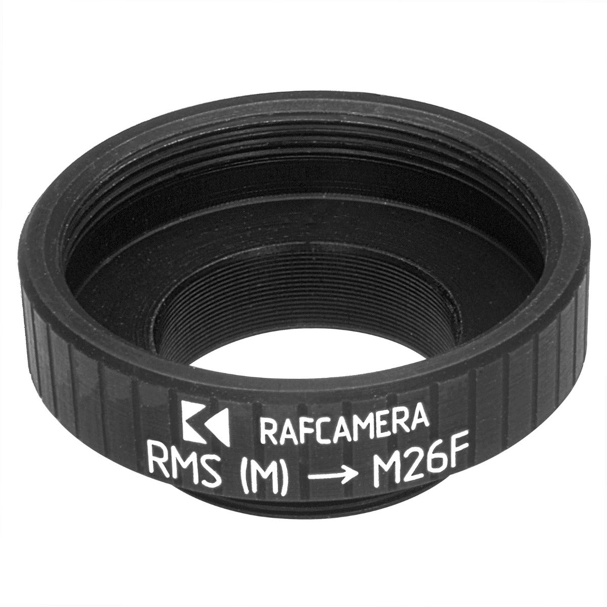 RMS male to M26x0.7 (36tpi, Mitutoyo) female thread adapter, black