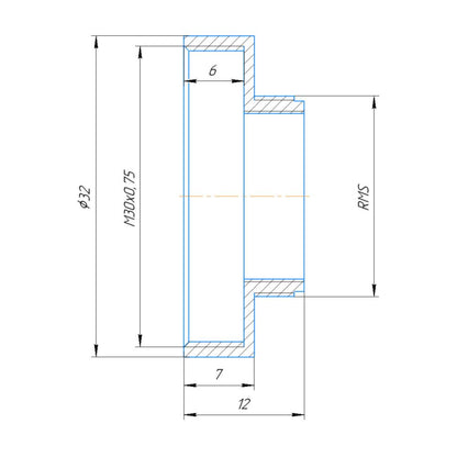 RMS male to M30x0.75 female thread adapter, black