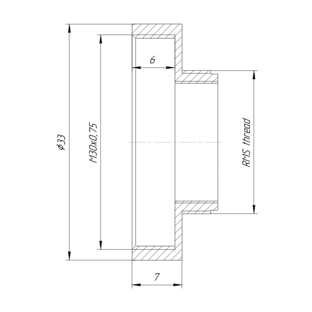 RMS male to M30x0.75 female thread adapter, bronze