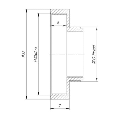 RMS male to M30x0.75 female thread adapter, bronze
