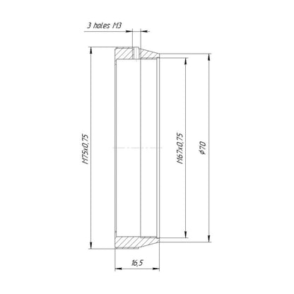 Lock ring for Sankor type 5E lens (M67x0.75 female to M75x0.75 male adapter)
