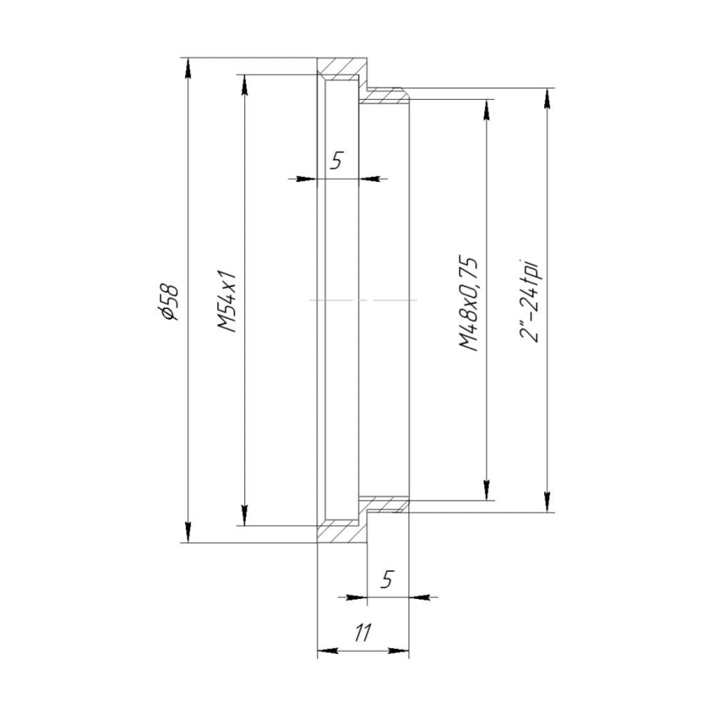 SCT2 male to M54x1 female thread adapter
