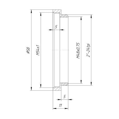 SCT2 male to M54x1 female thread adapter