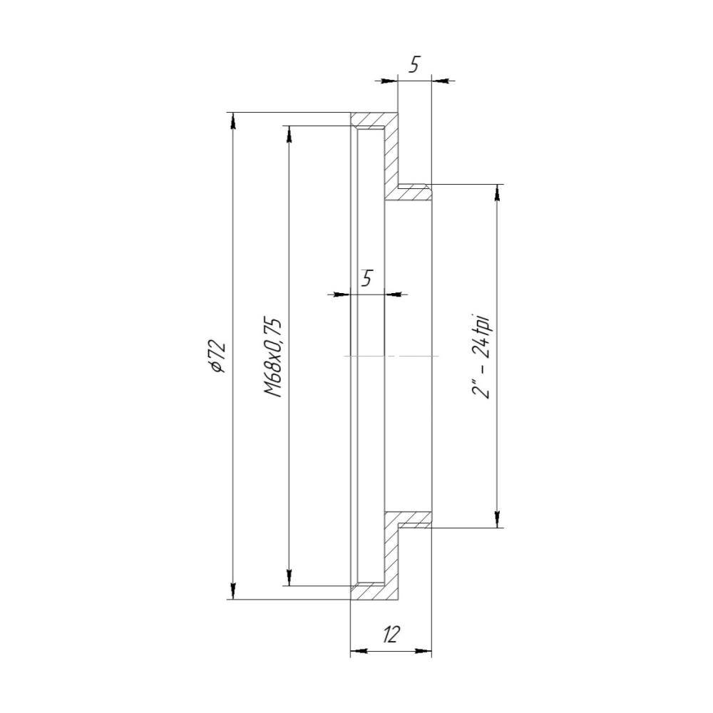 SCT 2" male to M68x0.75 female thread adapter