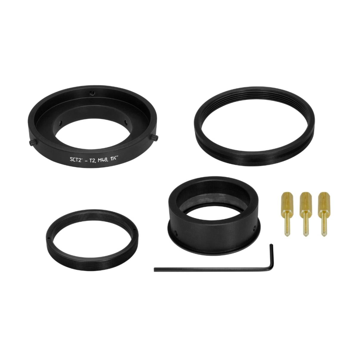SCT 2 inch to T2 or M48 or 1.25 inch adapter (3-in-1), short, adjustable