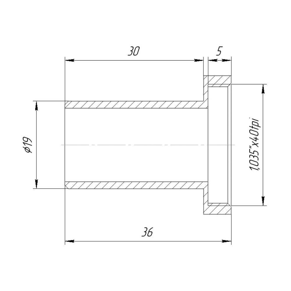 SM1 female thread to 19mm outer diameter adapter