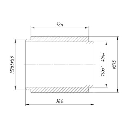 SM1 male to M28.5x0.6 male thread adapter