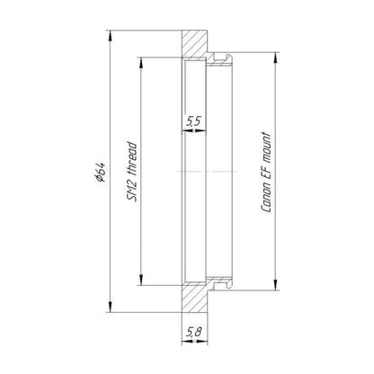 SM2 female thread to Canon EOS EF camera mount adapter