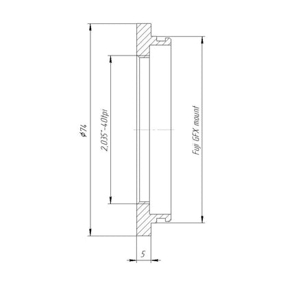 SM2 female thread to Fuji GFX camera mount adapter