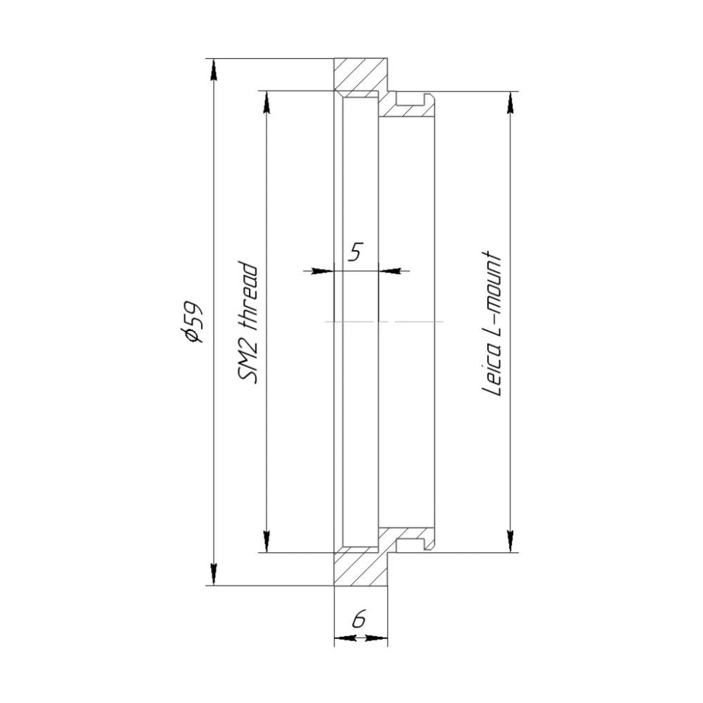 SM2 female thread to Leica L-mount camera adapter