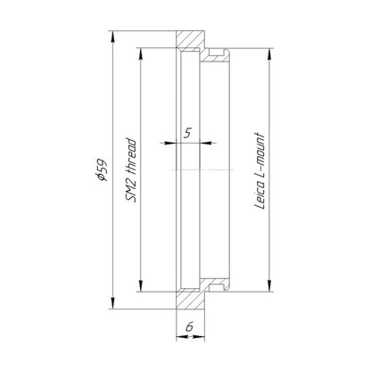 SM2 female thread to Leica L-mount camera adapter