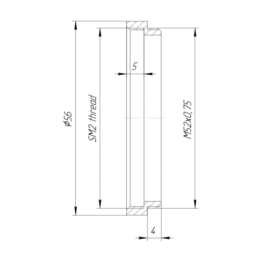 SM2 female to M52x0.75 male thread adapter