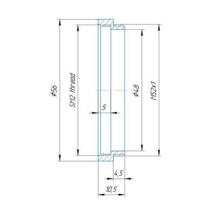 SM2 female to M52x1 male thread adapter