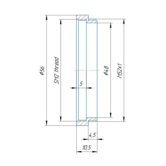 SM2 female to M52x1 male thread adapter