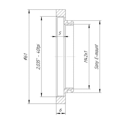 SM2 female thread to Sony E-mount camera adapter