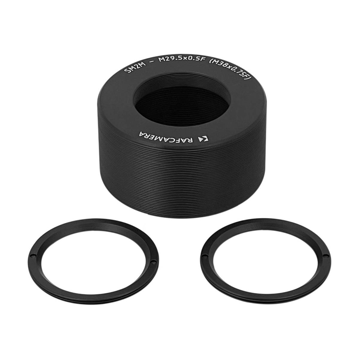 SM2 male to M29.5x0.5 female and M38x0.75 female thread adapter