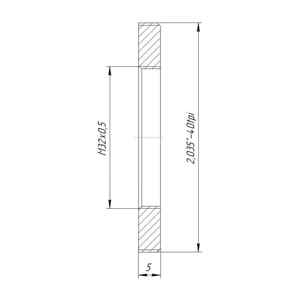SM2 male to M32x0.5 female thread adapter, flangeless