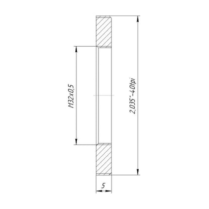 SM2 male to M32x0.5 female thread adapter, flangeless