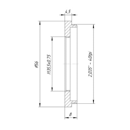 SM2 male to M35.5x0.75 female thread adapter