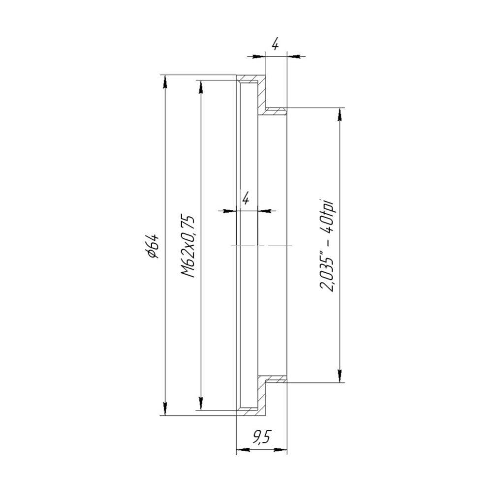 SM2 male to M62x0.75 female thread adapter