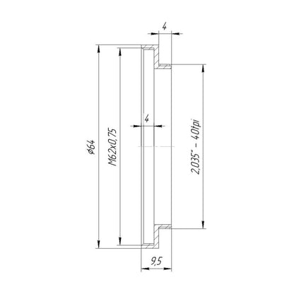 SM2 male to M62x0.75 female thread adapter