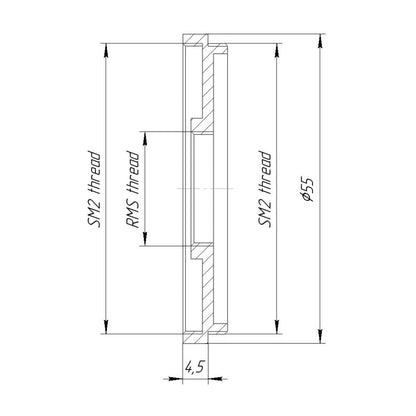 SM2 male thread to RMS female thread adapter
